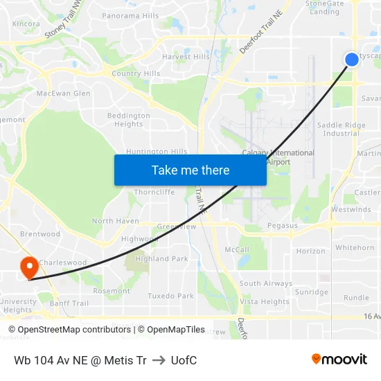 Wb 104 Av NE @ Metis Tr to UofC map