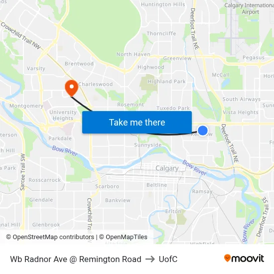 Wb Radnor Ave @ Remington Road to UofC map