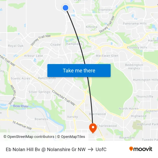 Eb Nolan Hill Bv @ Nolanshire Gr NW to UofC map