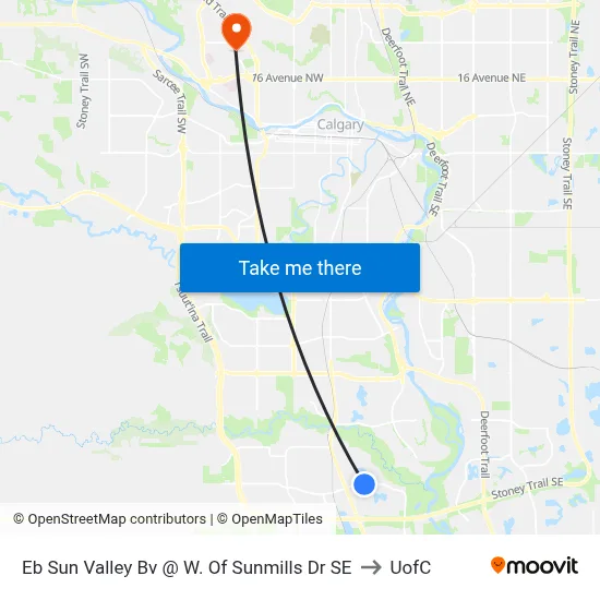 Eb Sun Valley Bv @ W. Of Sunmills Dr SE to UofC map