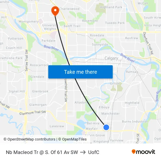 Nb Macleod Tr @ S. Of 61 Av SW to UofC map