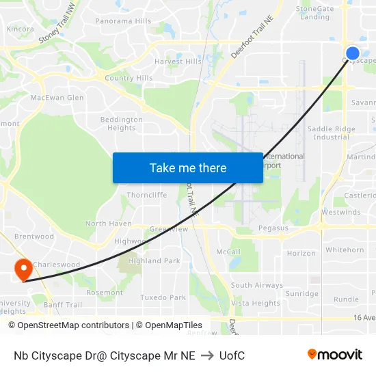 Nb Cityscape Dr@ Cityscape Mr NE to UofC map