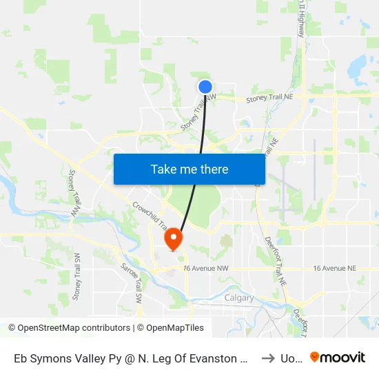 Eb Symons Valley Py @ N. Leg Of Evanston Wy NW to UofC map