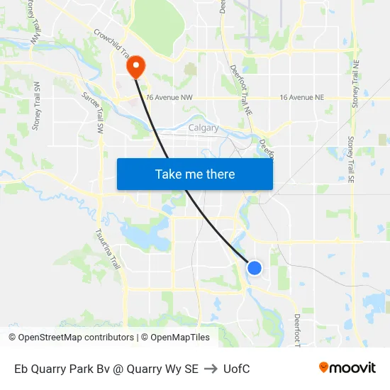 Eb Quarry Park Bv @ Quarry Wy SE to UofC map