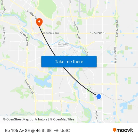 Eb 106 Av SE @ 46 St SE to UofC map
