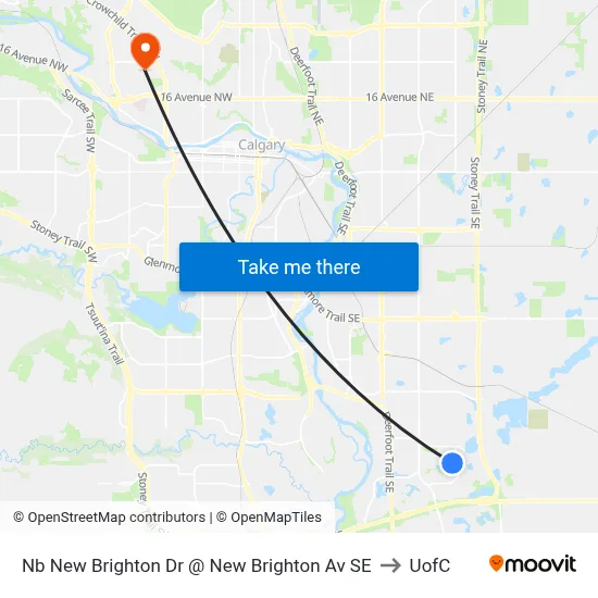 Nb New Brighton Dr @ New Brighton Av SE to UofC map