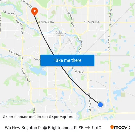 Wb New Brighton Dr @ Brightoncrest Ri SE to UofC map