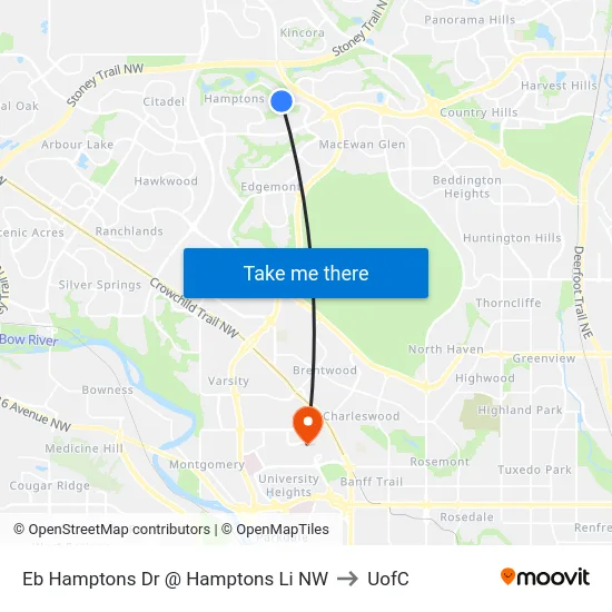 Eb Hamptons Dr @ Hamptons Li NW to UofC map