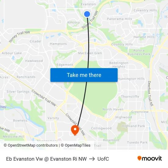 Eb Evanston Vw @ Evanston Ri NW to UofC map