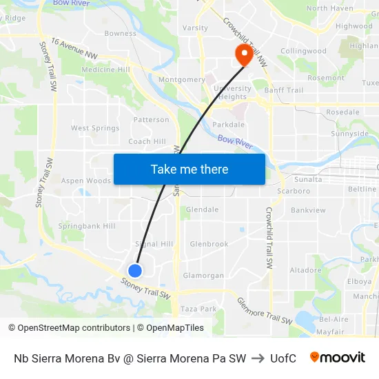 Nb Sierra Morena Bv @ Sierra Morena Pa SW to UofC map