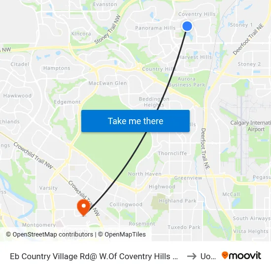 Eb  Country Village  Rd@ W.Of Coventry Hills Bv NE to UofC map