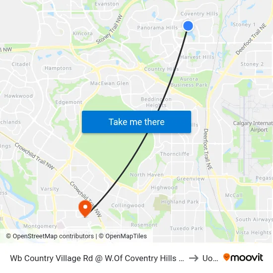 Wb Country Village Rd @ W.Of Coventry Hills Wy NE to UofC map