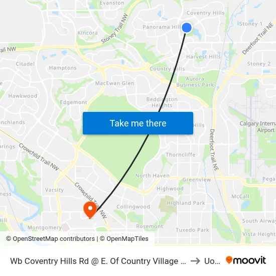 Wb Coventry Hills Rd @ E. Of Country Village Li NE to UofC map