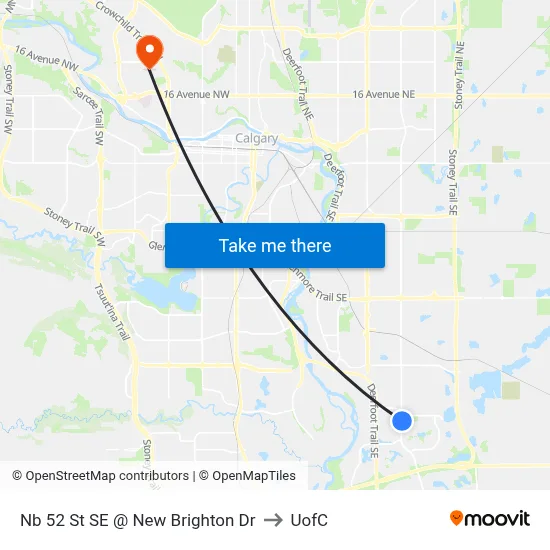 Nb 52 St SE @ New Brighton Dr to UofC map