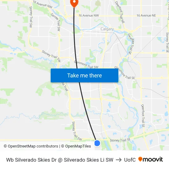 Wb Silverado Skies Dr @ Silverado Skies Li SW to UofC map