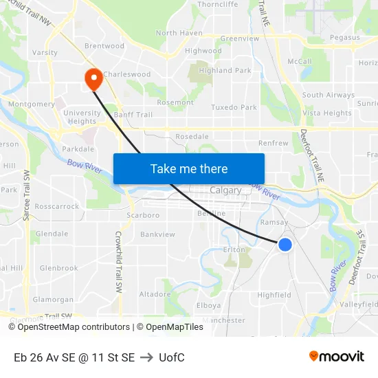 Eb 26 Av SE @ 11 St SE to UofC map