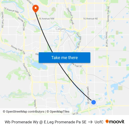 Wb Promenade Wy @ E.Leg Promenade Pa SE to UofC map