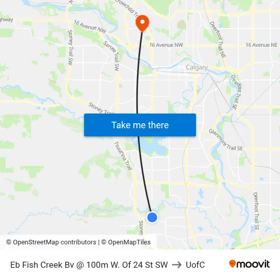 Eb Fish Creek Bv @ 100m W. Of 24 St SW to UofC map