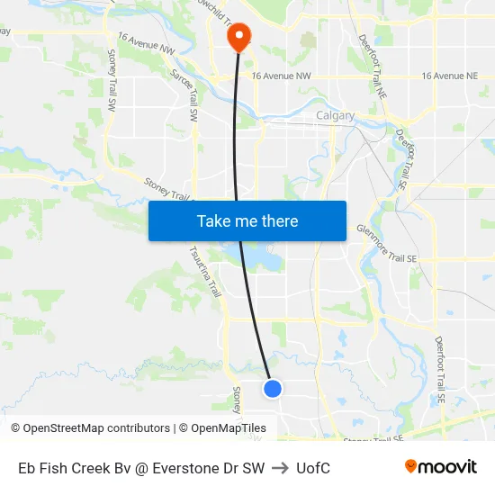 Eb Fish Creek Bv @ Everstone Dr SW to UofC map