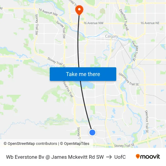 Wb Everstone Bv @ James Mckevitt Rd SW to UofC map