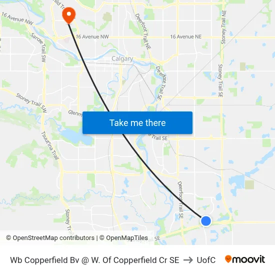 Wb Copperfield Bv @ W. Of Copperfield Cr SE to UofC map