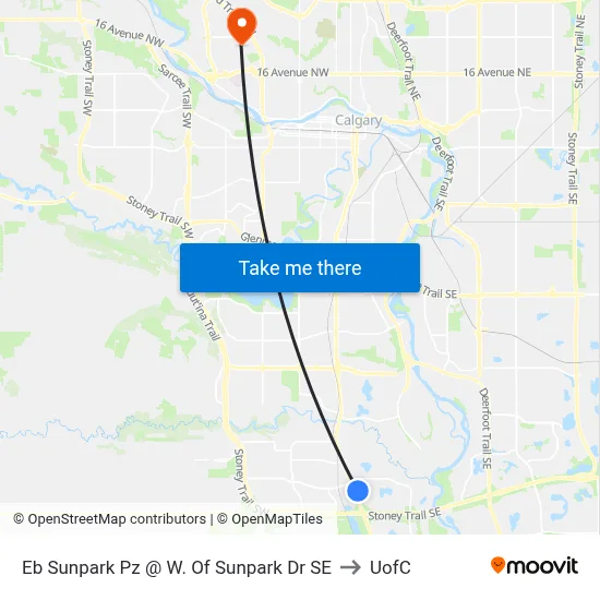 Eb Sunpark Pz @ W. Of Sunpark Dr SE to UofC map