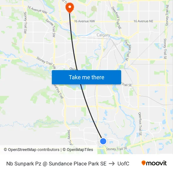 Nb Sunpark  Pz @ Sundance Place Park SE to UofC map
