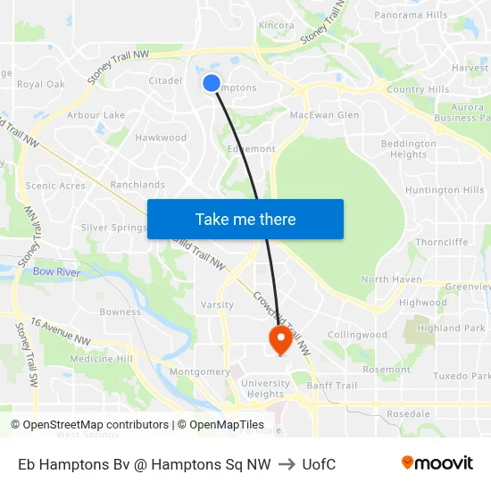 Eb Hamptons Bv @ Hamptons Sq NW to UofC map