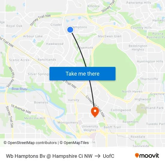 Wb Hamptons Bv @ Hampshire Ci NW to UofC map