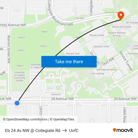 Eb 24 Av NW @ Collegiate Rd to UofC map