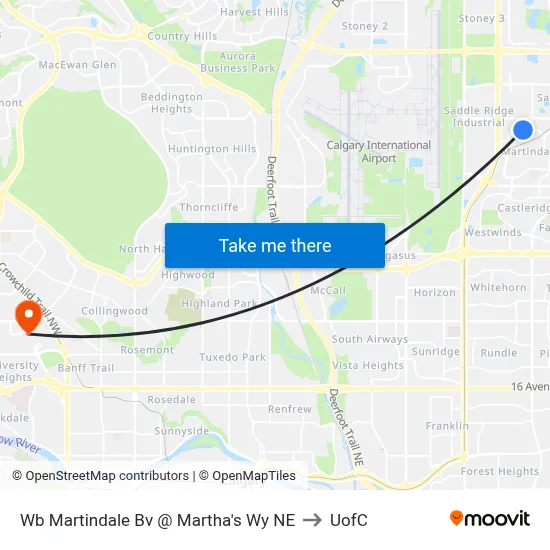 Wb Martindale Bv @ Martha's Wy NE to UofC map