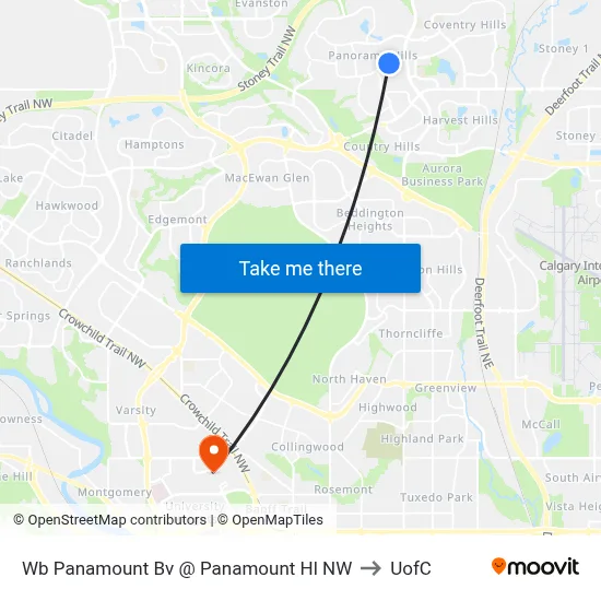 Wb Panamount Bv @ Panamount Hl NW to UofC map