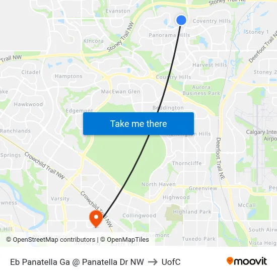 Eb Panatella Ga @ Panatella Dr NW to UofC map