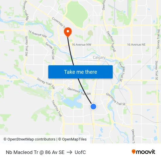 Nb Macleod Tr @ 86 Av SE to UofC map