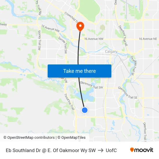 Eb Southland Dr @  E. Of Oakmoor Wy SW to UofC map