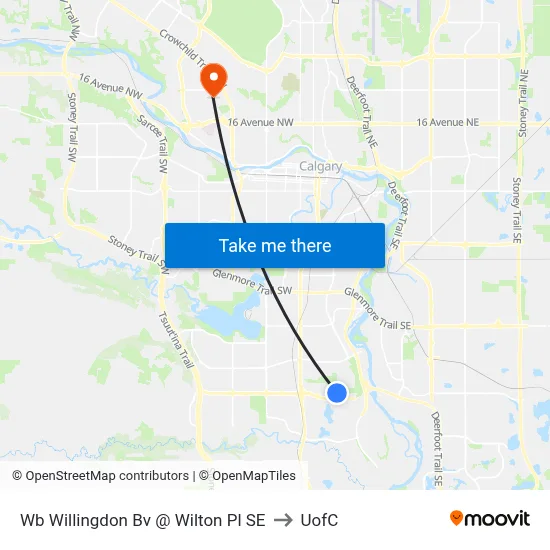 Wb Willingdon Bv @ Wilton Pl SE to UofC map