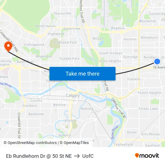 Eb Rundlehorn Dr @ 50 St NE to UofC map
