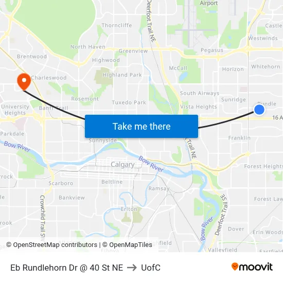 Eb Rundlehorn Dr @ 40 St NE to UofC map