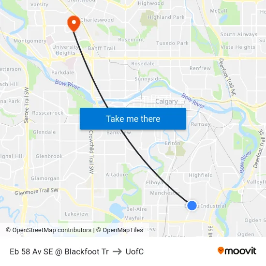 Eb 58 Av SE @ Blackfoot Tr to UofC map