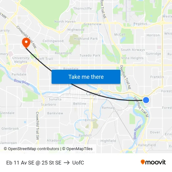 Eb 11 Av SE @ 25 St SE to UofC map