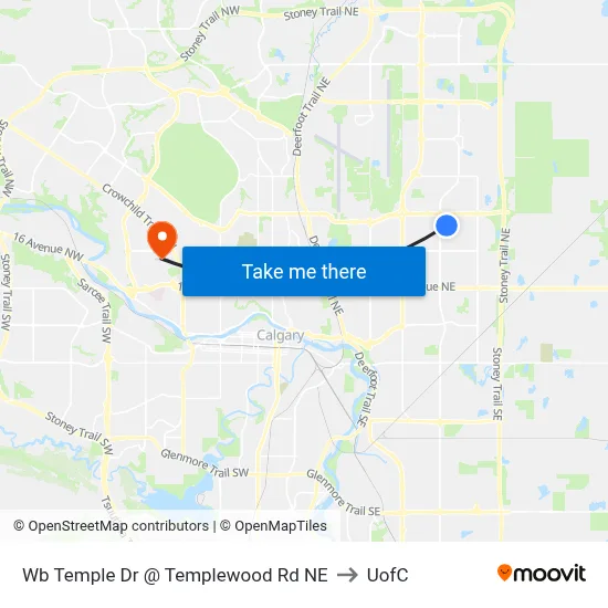 Wb Temple Dr @ Templewood Rd NE to UofC map