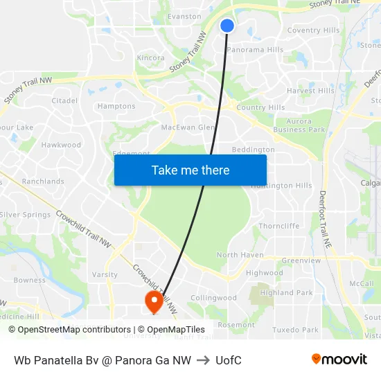 Wb Panatella Bv @ Panora Ga NW to UofC map