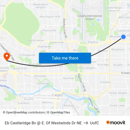 Eb Castleridge Bv @ E. Of Westwinds Dr NE to UofC map
