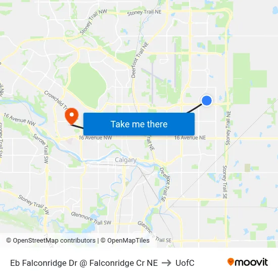 Eb Falconridge Dr @ Falconridge Cr NE to UofC map