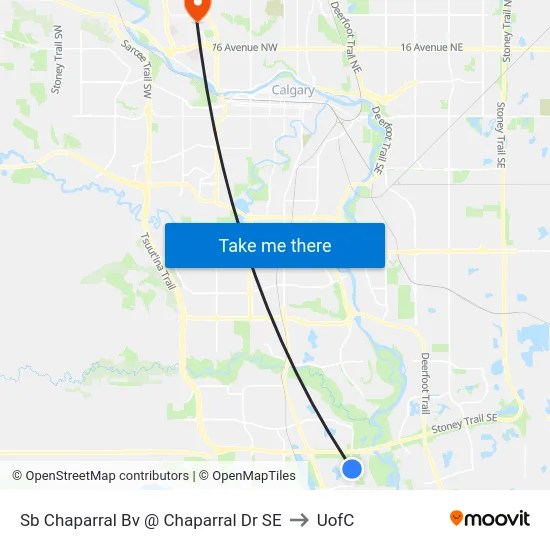 Sb Chaparral Bv @ Chaparral Dr SE to UofC map