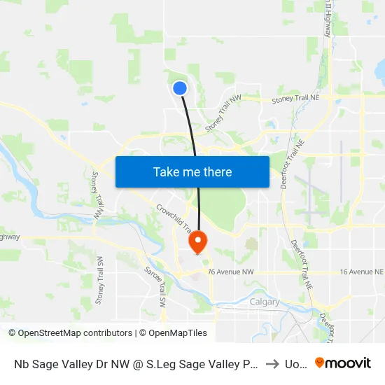 Nb Sage Valley Dr NW @ S.Leg Sage Valley Pa NW to UofC map