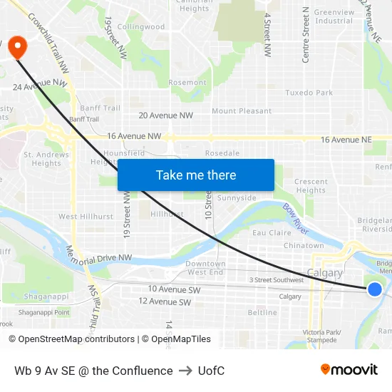 Wb 9 Av SE @ the Confluence to UofC map