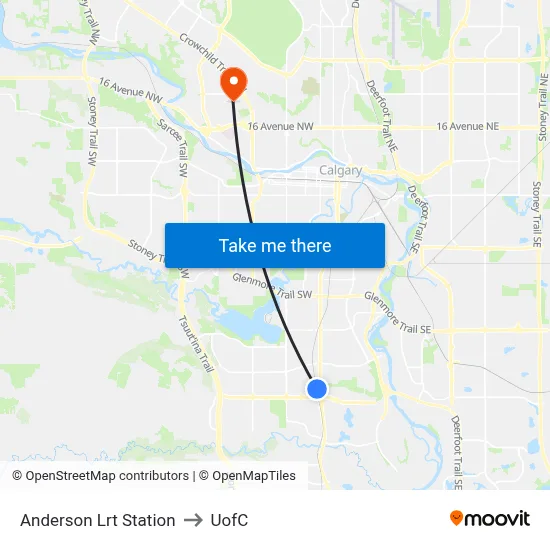 Anderson Lrt Station to UofC map