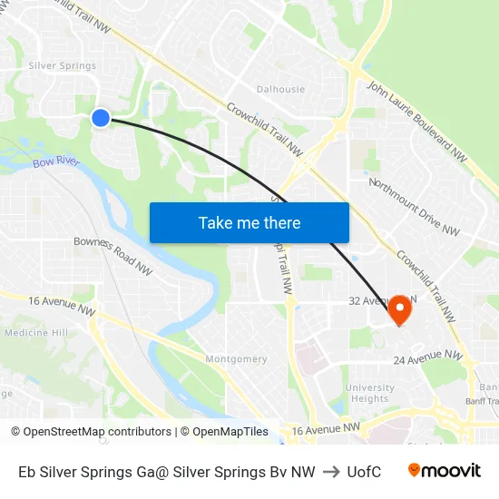 Eb Silver Springs Ga@ Silver Springs Bv NW to UofC map