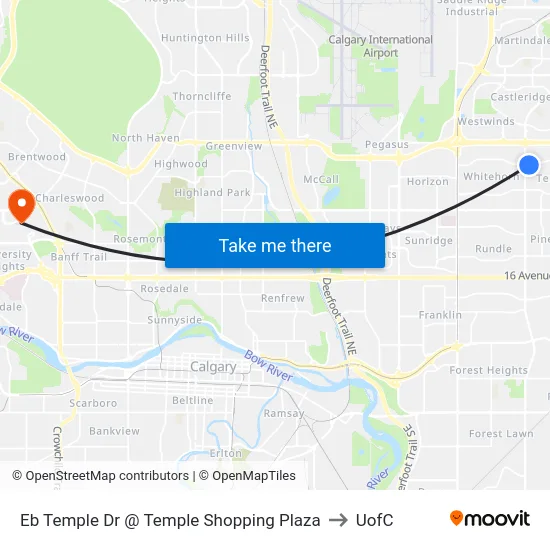 Eb Temple Dr @ Temple Shopping Plaza to UofC map